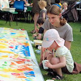 toddler painting at Leigh Road Baptist Church