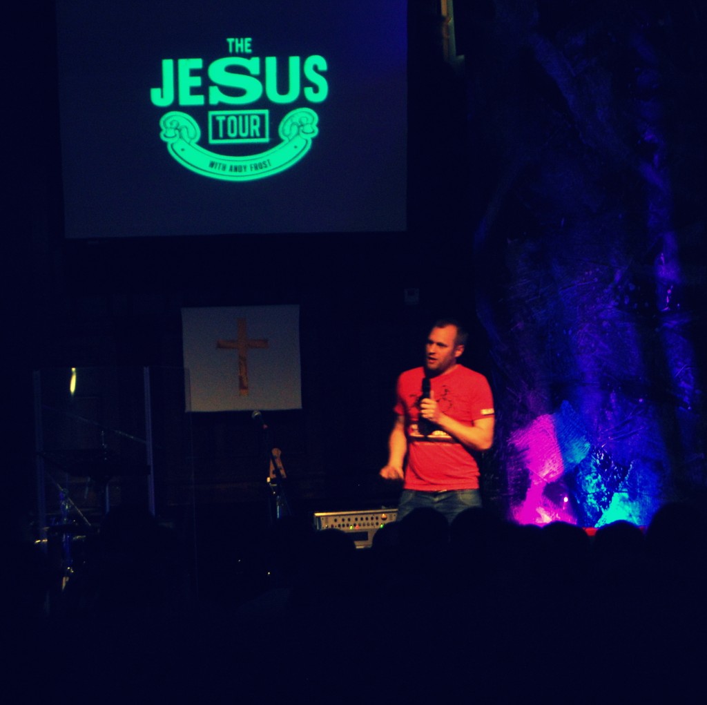 Andy Frost of SJI speaks as part of The Jesus Tour