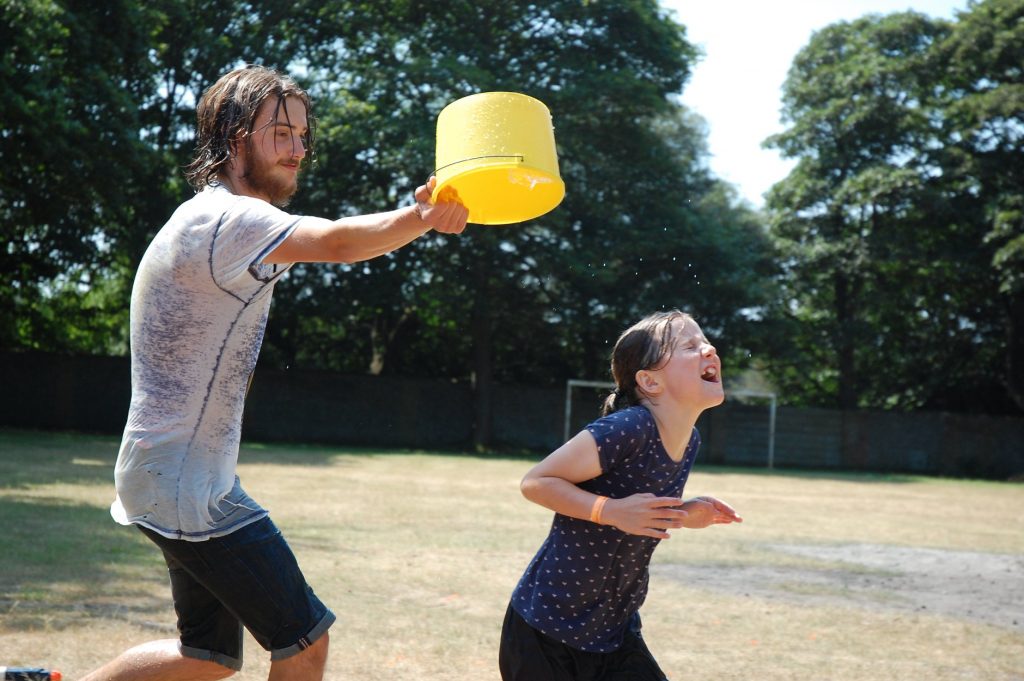 Water fight at Sizewell Hall Youth Group Trip 2018
